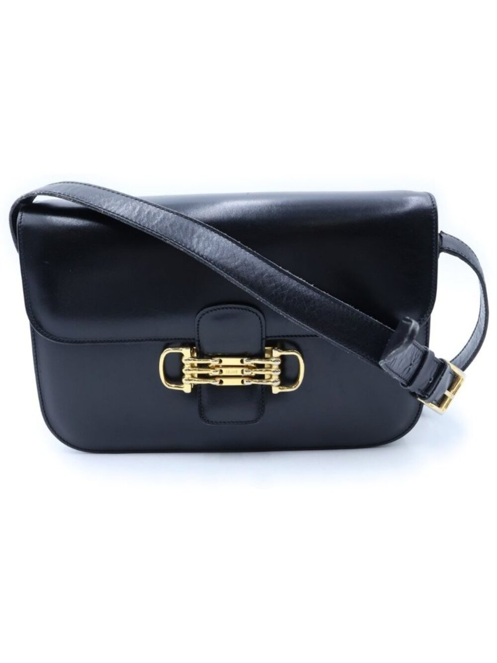 Celine Horsebit Leather Shoulder Bag Black